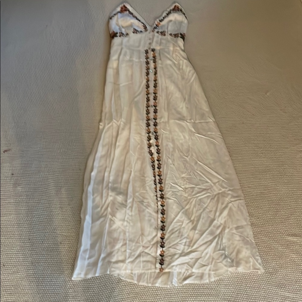 Cream Sleeveless Buttoned Maxi Sundress